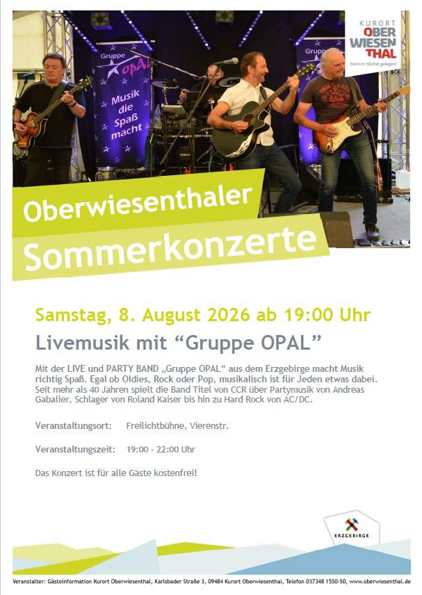 Gruppe OPAL Sommerkonzert Oberwiesenthal 2026